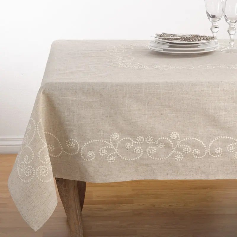Bluejw Hight Quality Solid Tablecloths Rectangle Tablecloth Classical Cotton Linen Tablecloth with Embroidery - Image 3